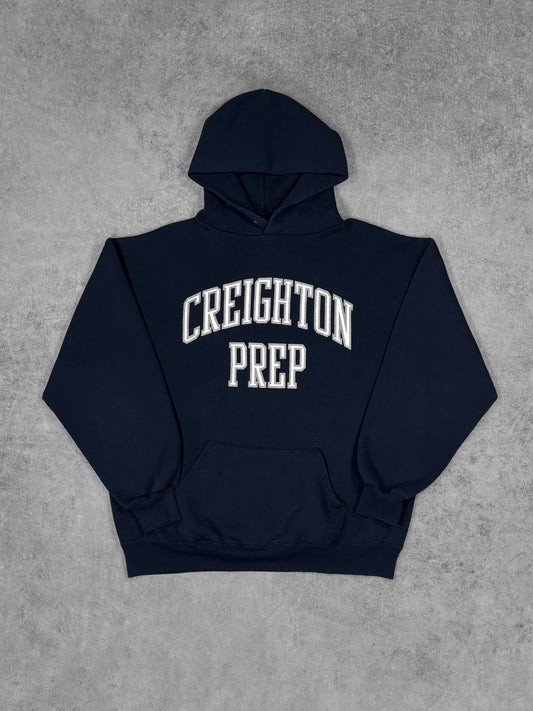 Vintage 1990s Creighton Prep Omaha College House hoodie, front view