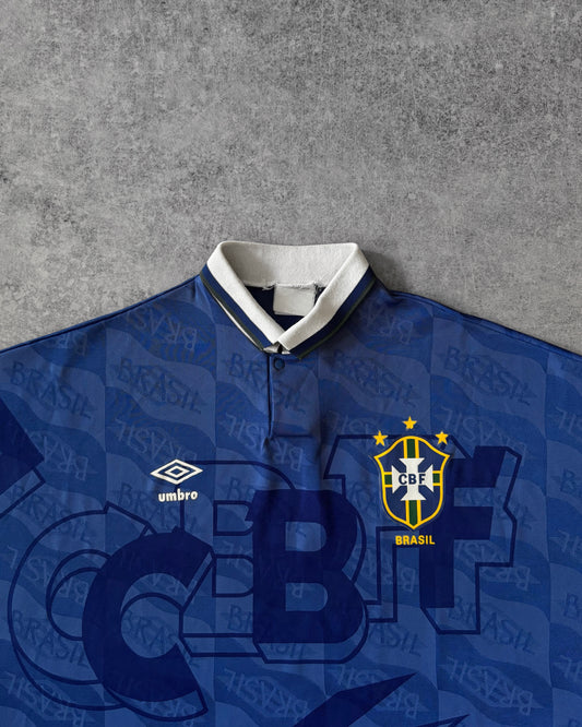 Vintage 1994 Brazil Umbro Away Jersey – CBF All-Over Print – Rare USA ’94 Football Shirt