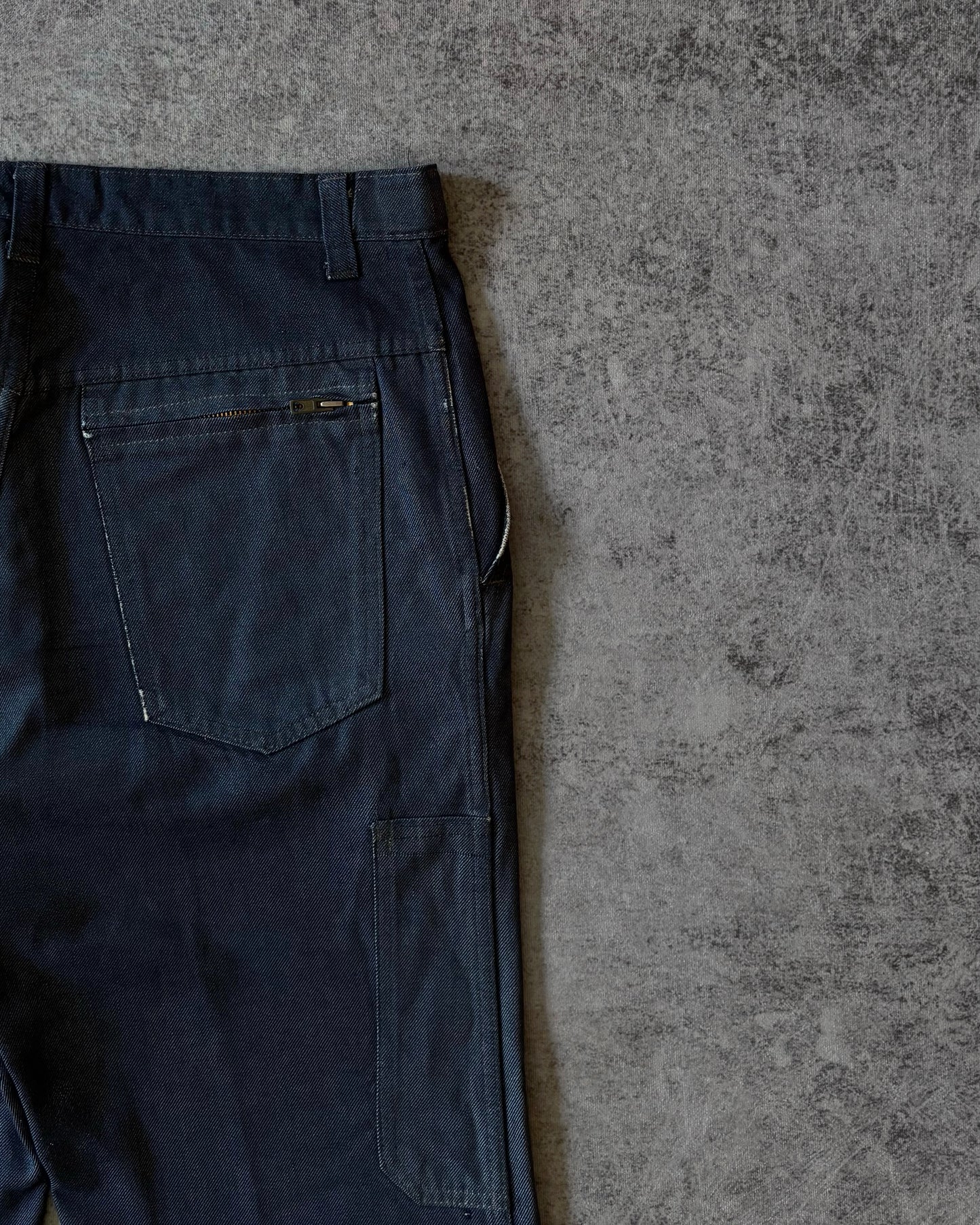 Vintage 1970s European Workwear Carpenter Pants – Blue Cotton Twill – Éclair Zipper