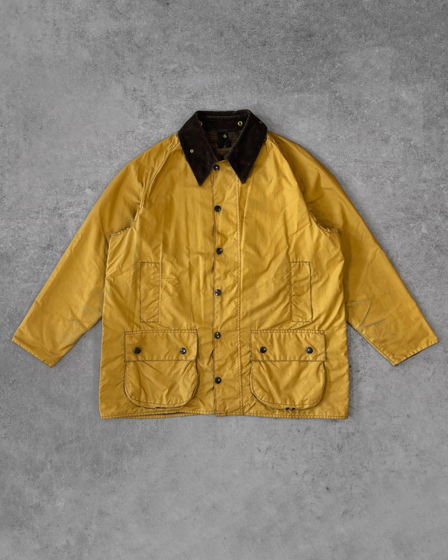 Vintage 1990s Barbour Beaufort Waxed Jacket Mustard – Made in England Classic Field Coat