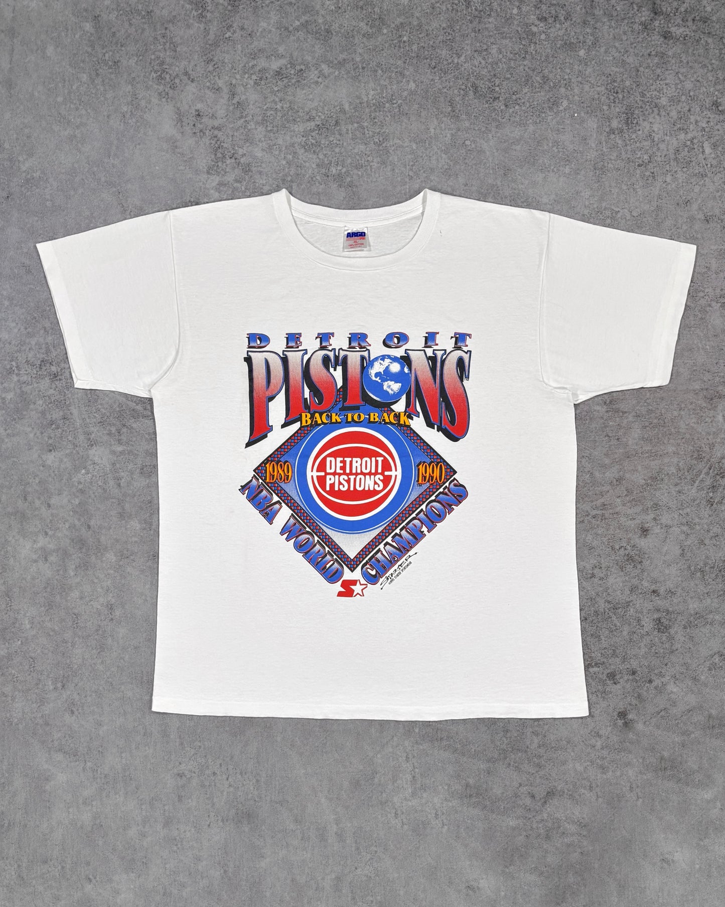 Vintage 1990 Detroit Pistons Back To Back NBA Champions T-Shirt XL – Starter Sportswear – Made in USA