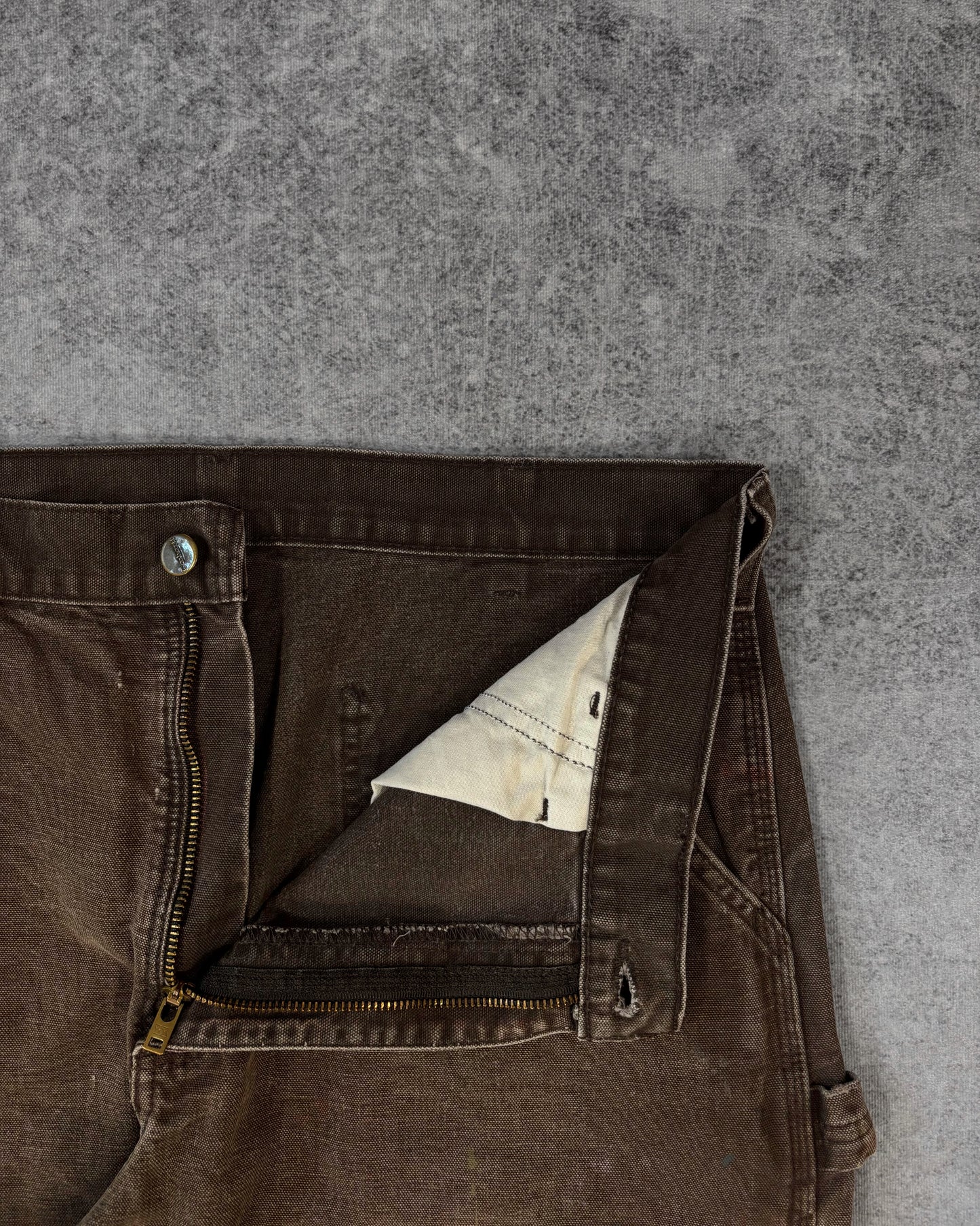 Vintage 1990s Carhartt Brown Duck Canvas Carpenter Work Pants – Distressed Utility Trousers
