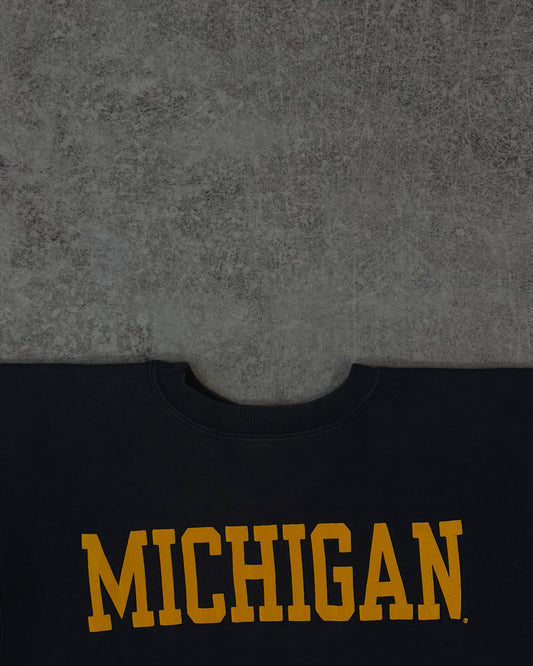 Vintage 1990s Champion Reverse Weave Michigan Crewneck – Made in USA – Navy Collegiate Sweatshirt