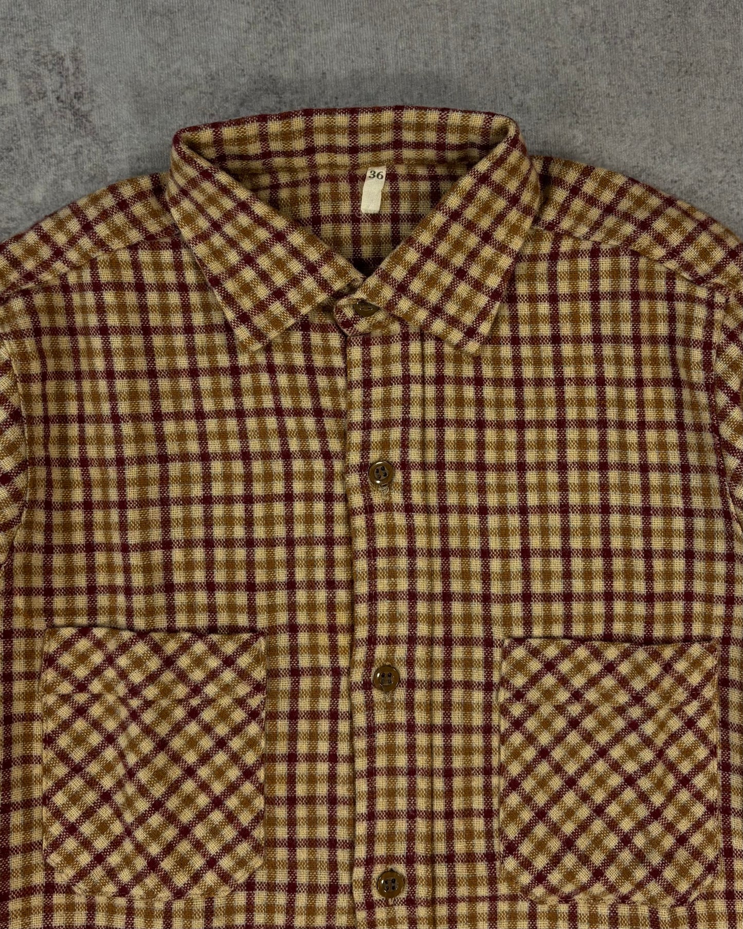 Vintage 1970s Plaid Brown Burgundy Flannel Shirt - Button Up Plaid Shirt