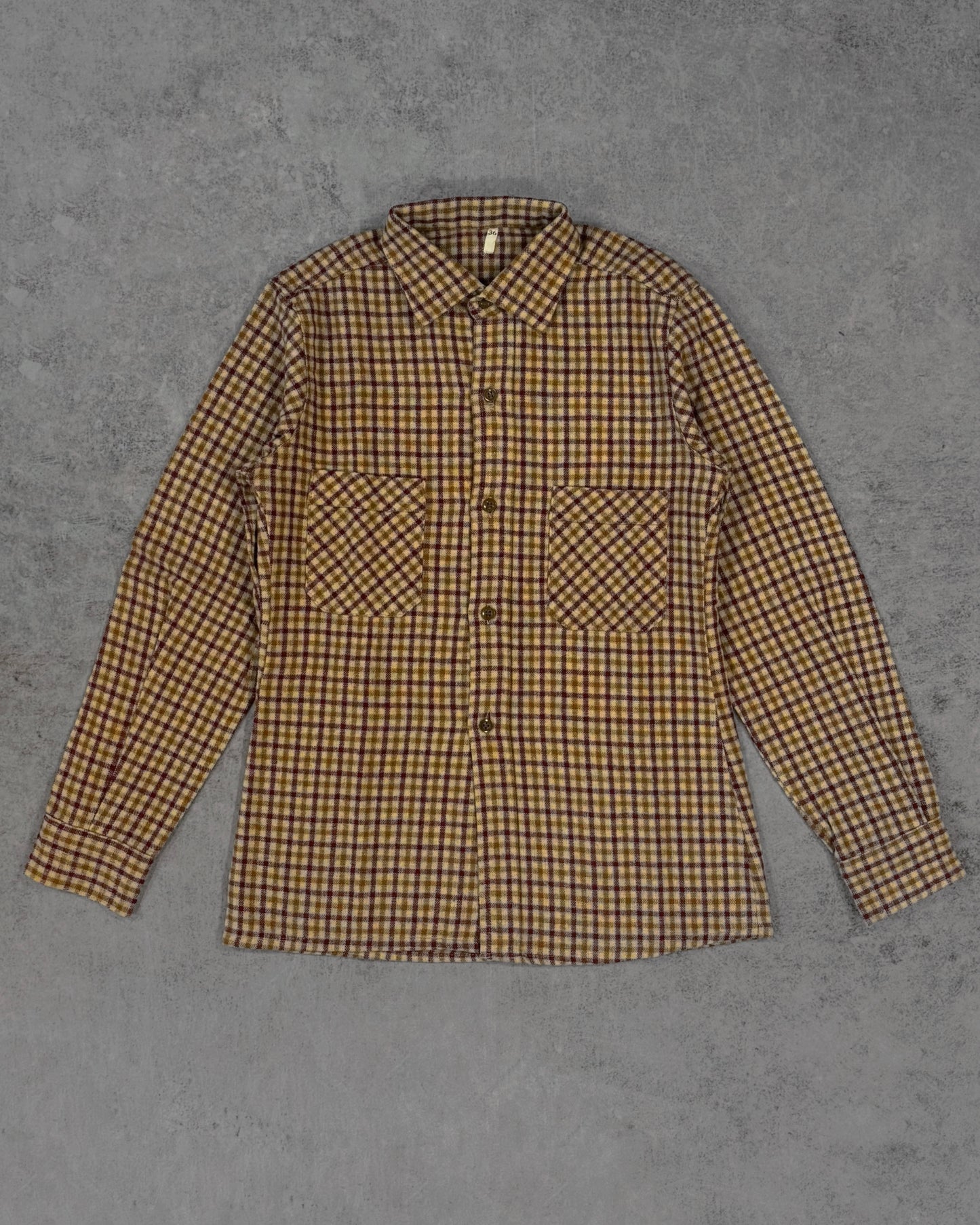 Vintage 1970s Plaid Brown Burgundy Flannel Shirt - Button Up Plaid Shirt