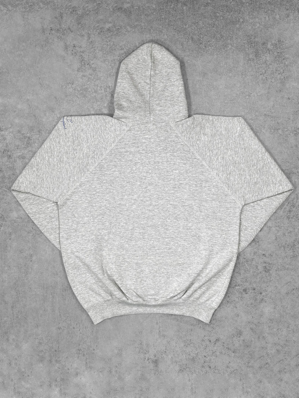 Vintage late 1980s Indiana University Champion raglan hoodie, back view