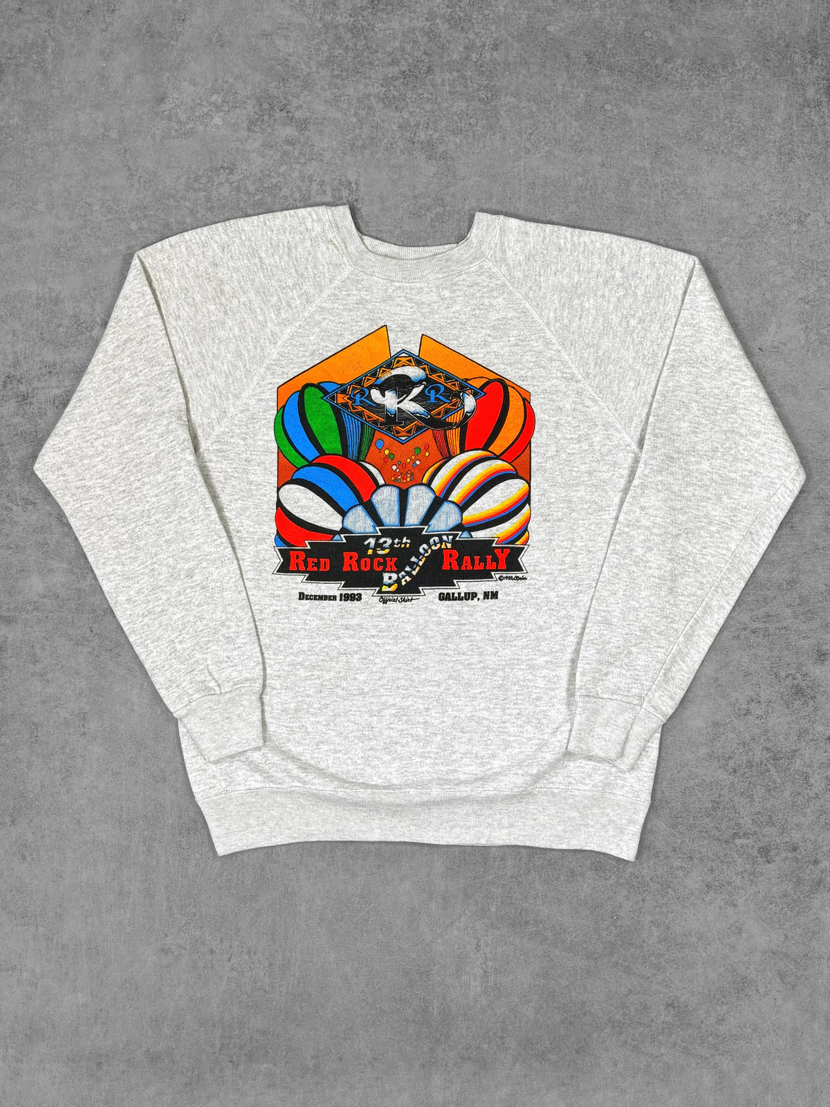 Vintage 1993 Red Rock Balloon Rally Hanes Raglan Crewneck - Made in USA - Hanes