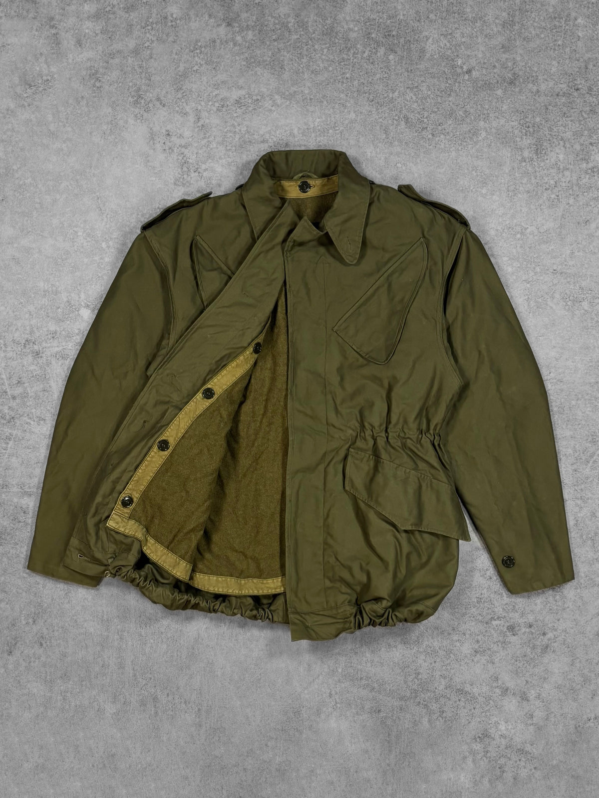 Vintage 1967 Dutch Army M58 field parka – chest pocket detail