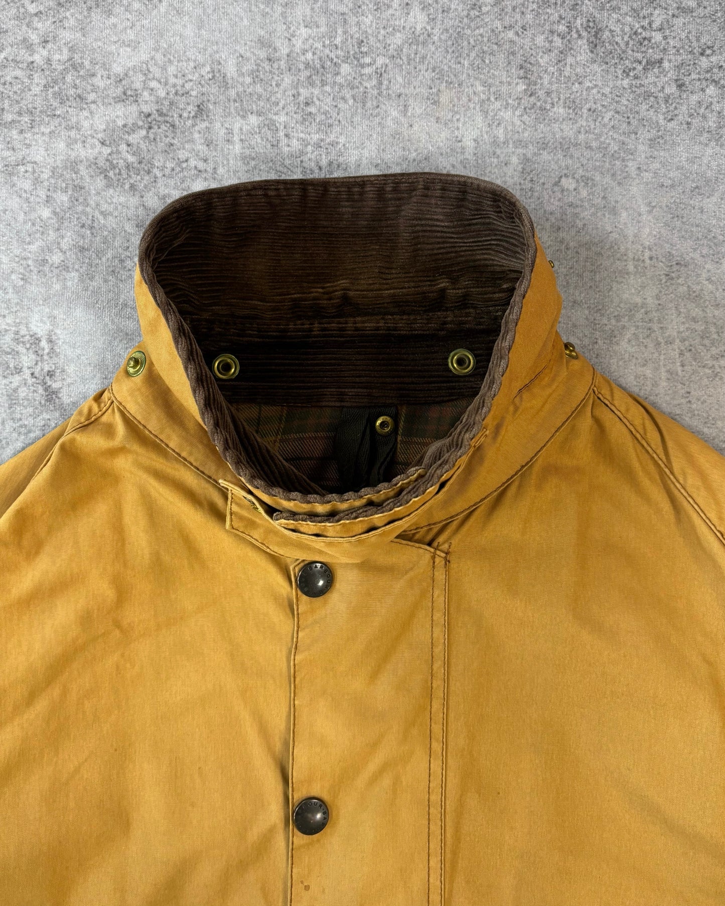 Vintage 1990s Barbour Beaufort Wax Jacket Mustard Yellow – Made in England British Field Jacket