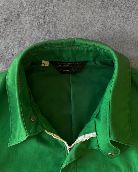 Vintage John B’s 1970s JCPenney Kelly Green Coaches Jacket – Talon Zipper
