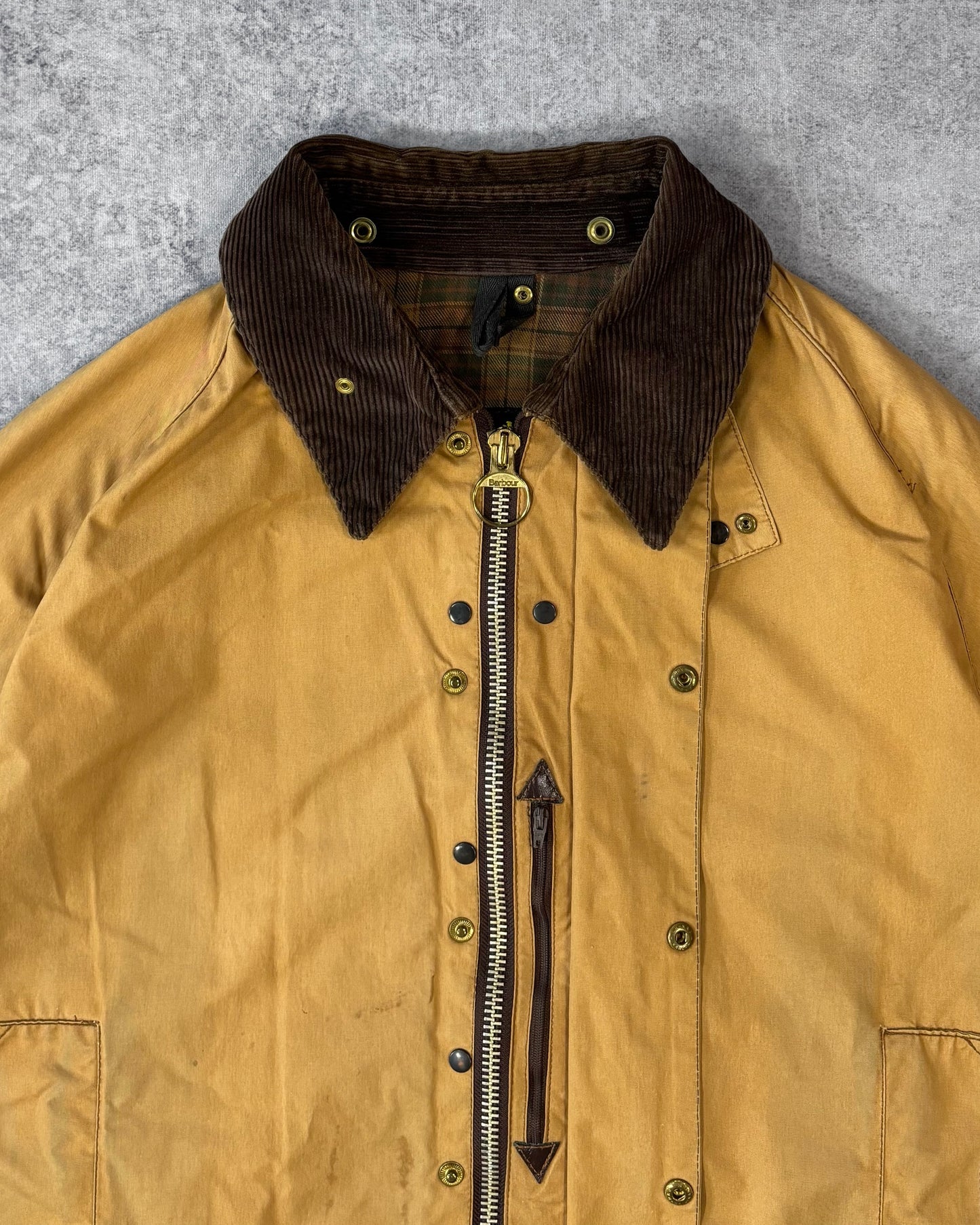 Vintage 1990s Barbour Beaufort Wax Jacket Mustard Yellow – Made in England British Field Jacket