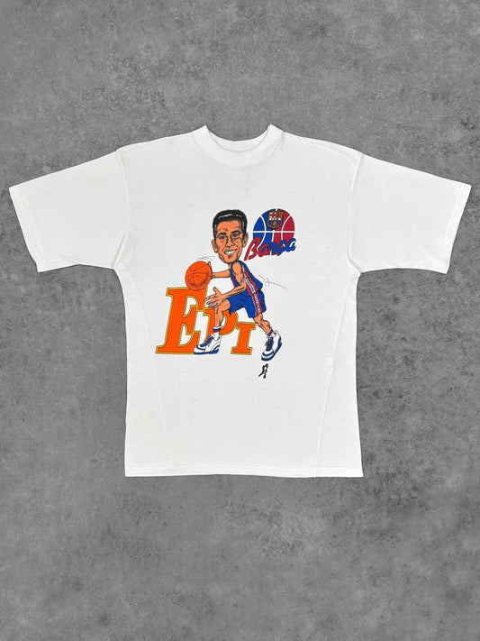 Vintage 1980s FC Barcelona Basket Juan Antonio "Epi" San Epifanio T-Shirt - Made in Spain - Graphic Tee - Single Stitch