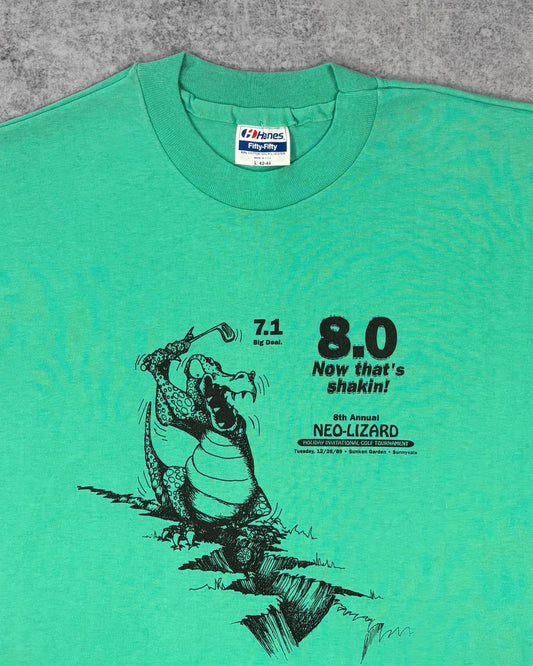 Vintage 1989 Hanes Fifty-Fifty Neo-Lizard Golf Tournament T-Shirt - USA Made - Single Stitch