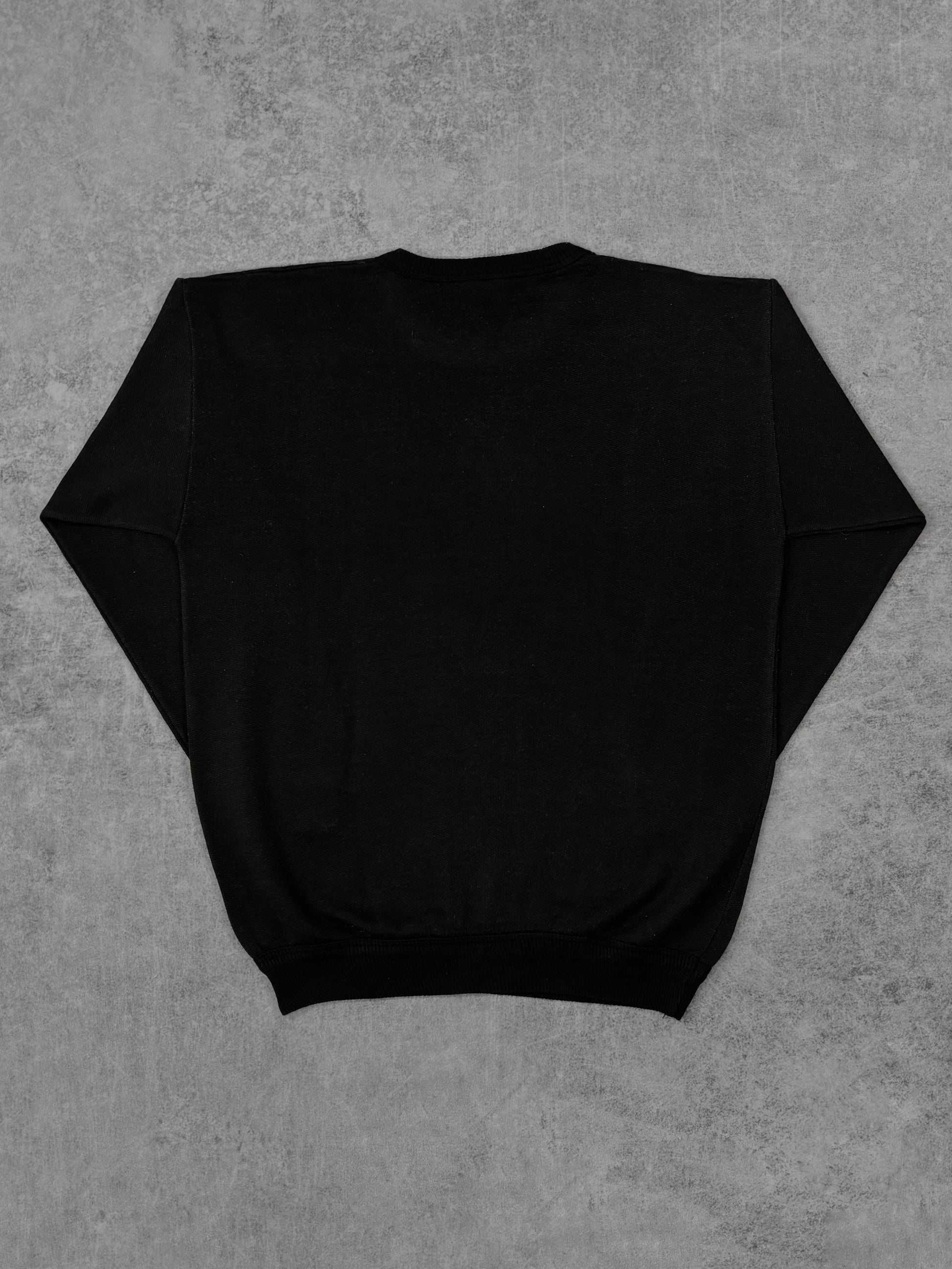 Back view of the vintage 1980s Frank William golf crewneck sweatshirt in ribbed knit