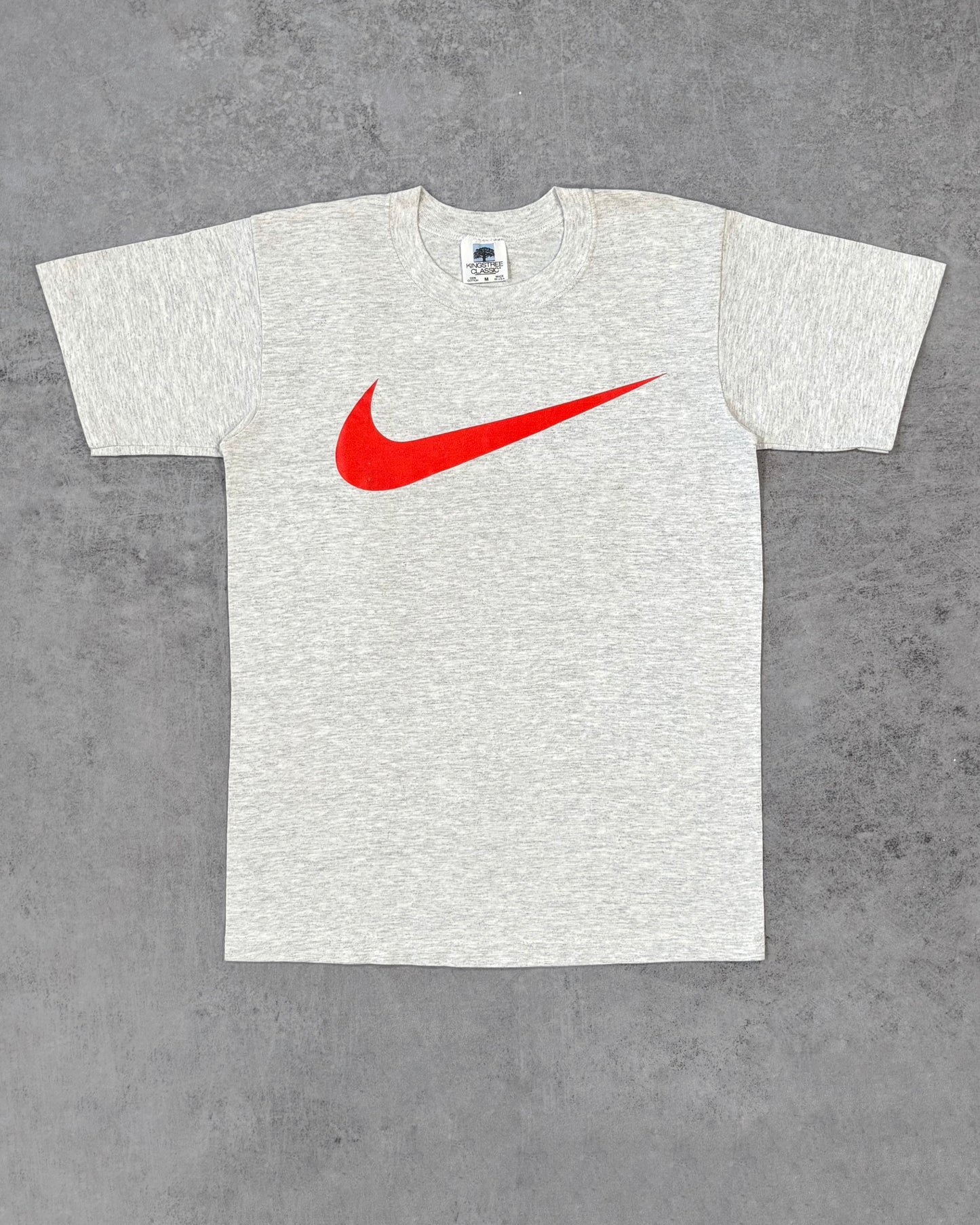 Vintage 1990s Nike Swoosh Bootleg T-Shirt – Made in USA – Single Stitch Grey Tee