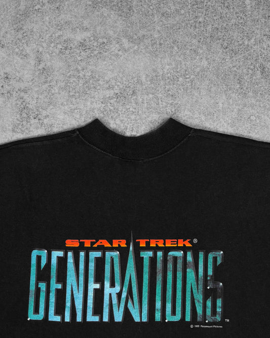 Vintage 1995 Star Trek Generations Paramount Long Sleeve Mock Neck Tee - Embroidered - Made in USA