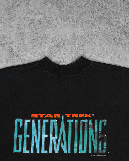 Back view of vintage 1995 Star Trek Generations mock neck tee