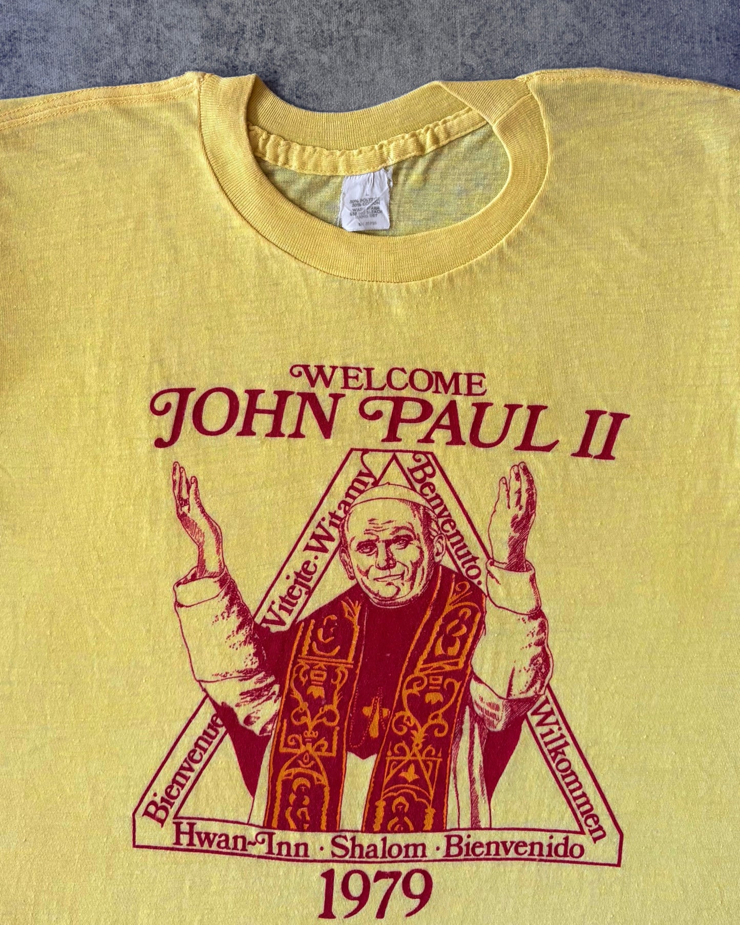 Vintage 1979 “Welcome John Paul II” T-Shirt – Papal Visit – Made in USA