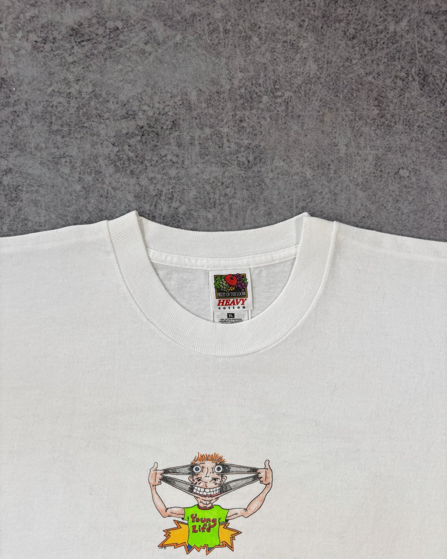 Vintage 1990s Young Life Graphic T-Shirt XL – Fruit of the Loom Heavy Cotton