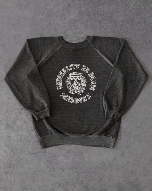 Vintage 1970s Université de Paris Sorbonne Crewneck – Flocked Print