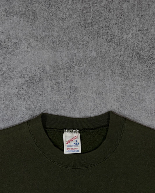 Vintage 1990s Jerzees Russell Crewneck Sweatshirt – Forest Green Blank – Made in USA