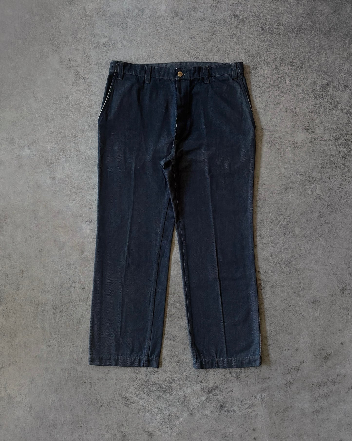 Vintage 1970s European Workwear Carpenter Pants – Blue Cotton Twill – Éclair Zipper