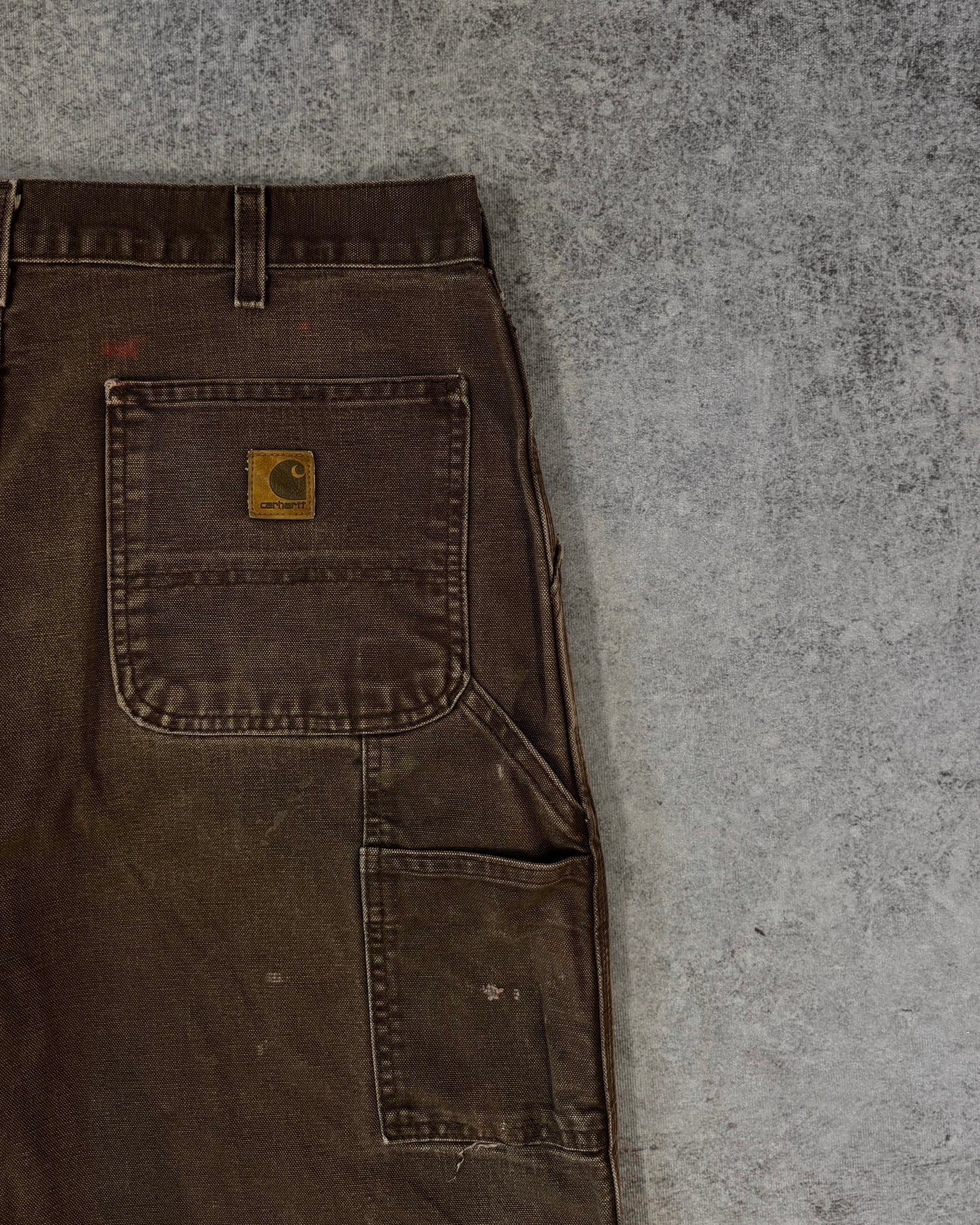 Vintage 1990s Carhartt Brown Duck Canvas Carpenter Work Pants – Distressed Utility Trousers
