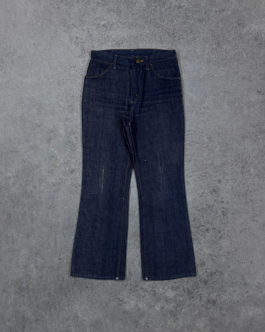 Vintage 1970s Wrangler Flare Lightweight Jeans – Talon Zipper – Dark Indigo Denim