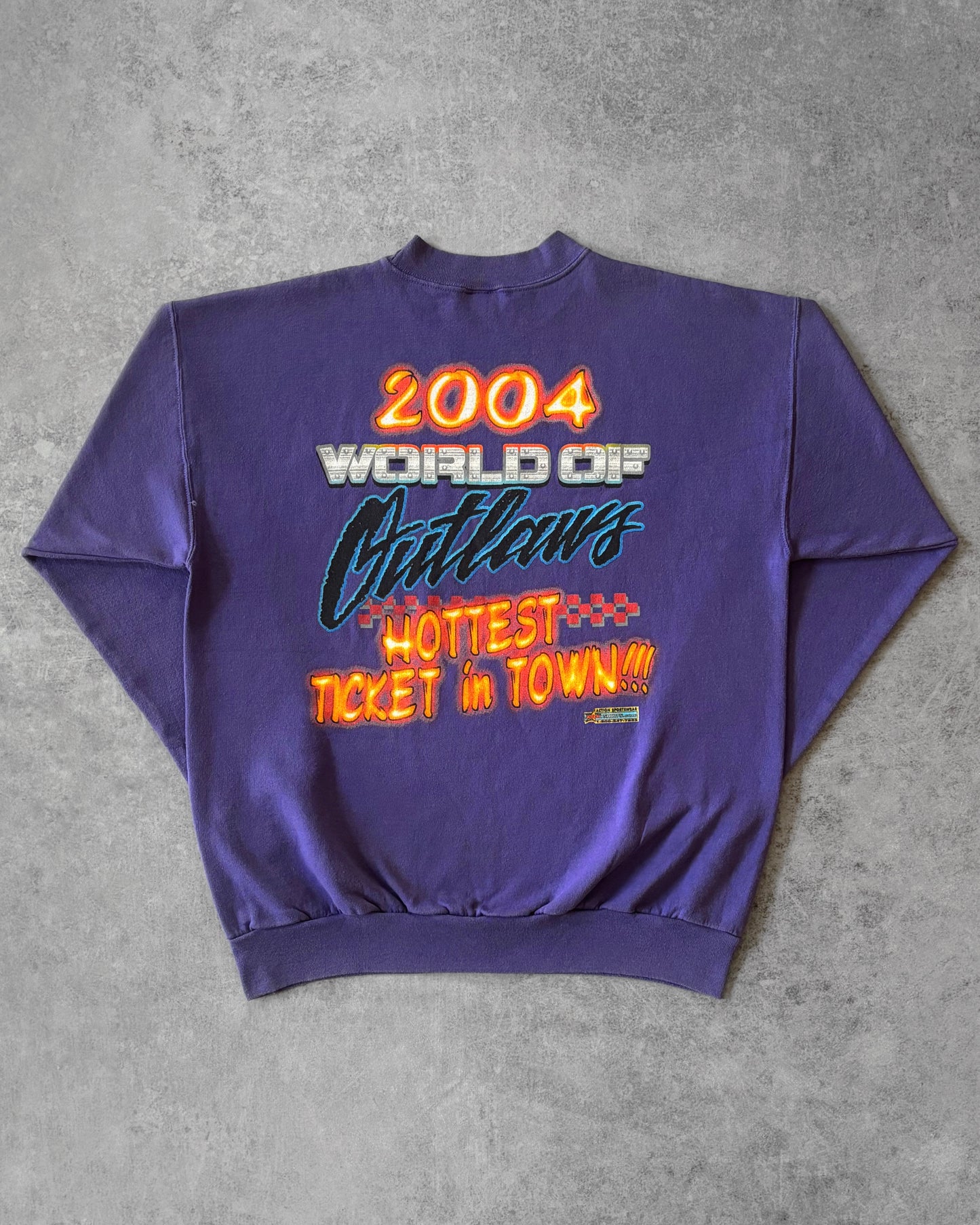 Vintage 2004 World of Outlaws “Just Wingin’ It” Crewneck – Sprint Car – Purple