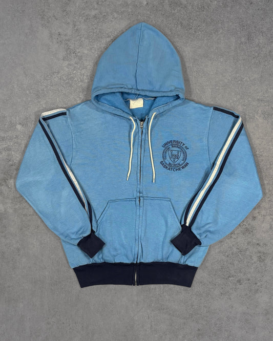Vintage 1970s University of Saskatchewan Zip Hoodie – Retro Campus Sports Sweatshirt