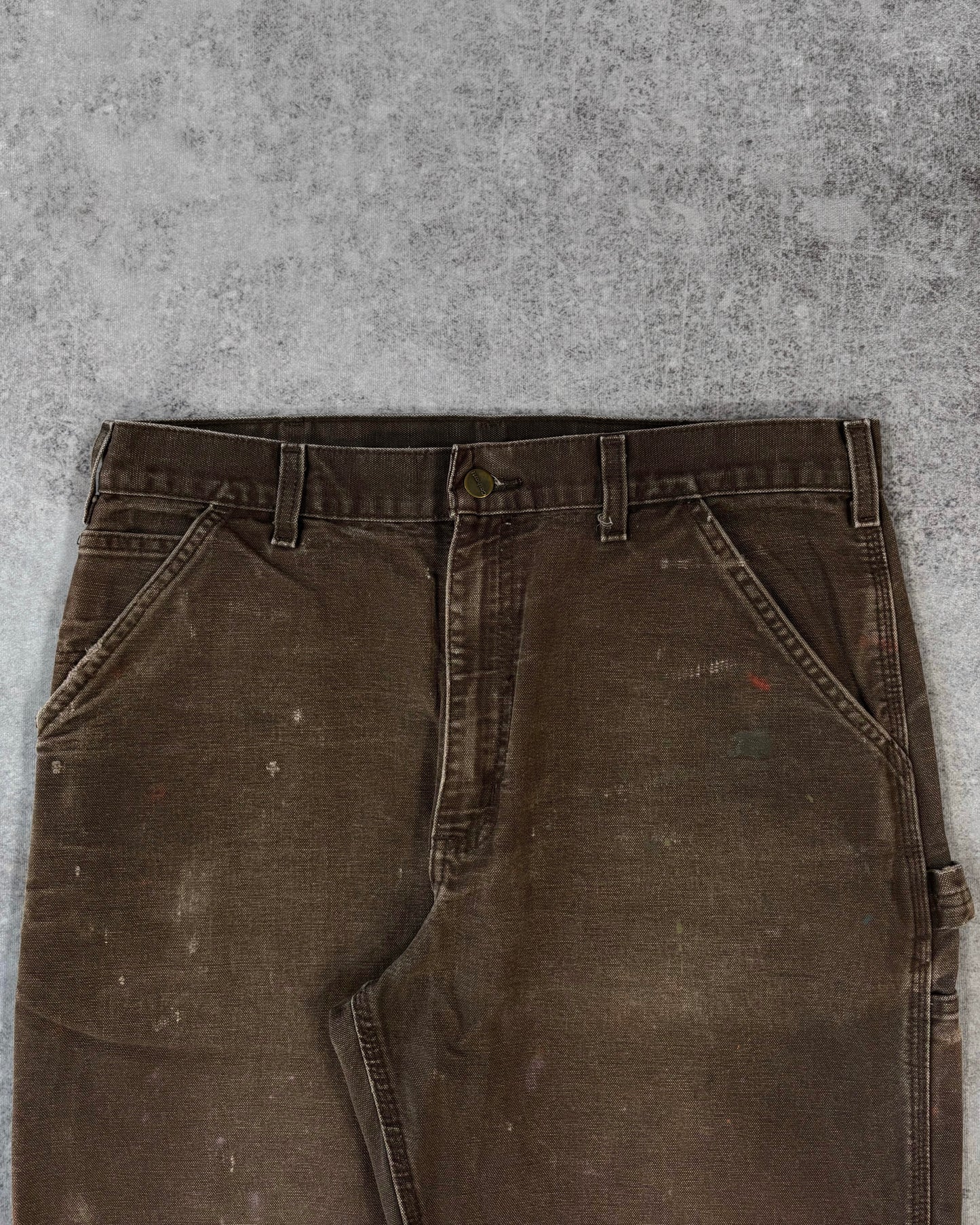Vintage 1990s Carhartt Brown Duck Canvas Carpenter Work Pants – Distressed Utility Trousers