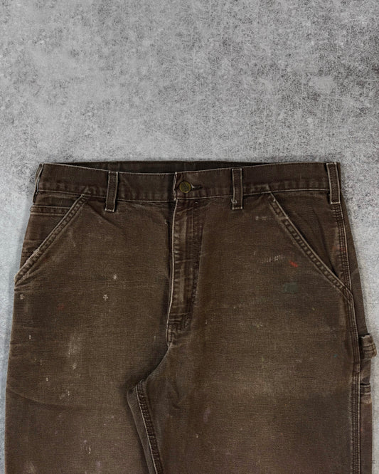 Vintage 1990s Carhartt Brown Duck Canvas Carpenter Work Pants – Distressed Utility Trousers