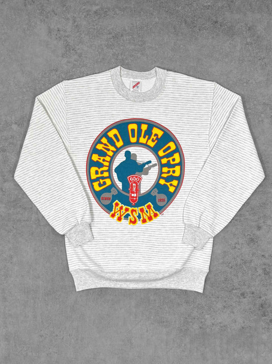 Vintage Early 1990s Grand Ole Opry WSM 650 Striped Crewneck - Jerzees - Made in USA