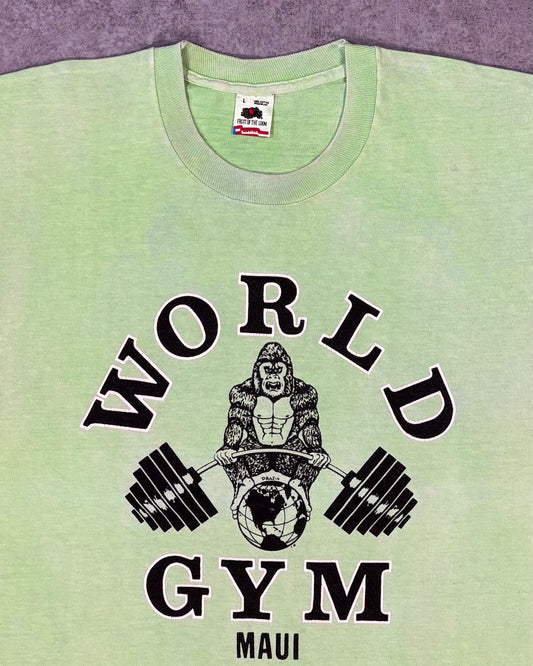Vintage 1990s World Gym Maui Gorilla T-Shirt - USA Made - Fruit of the Loom - Single Stitch Gym Tee