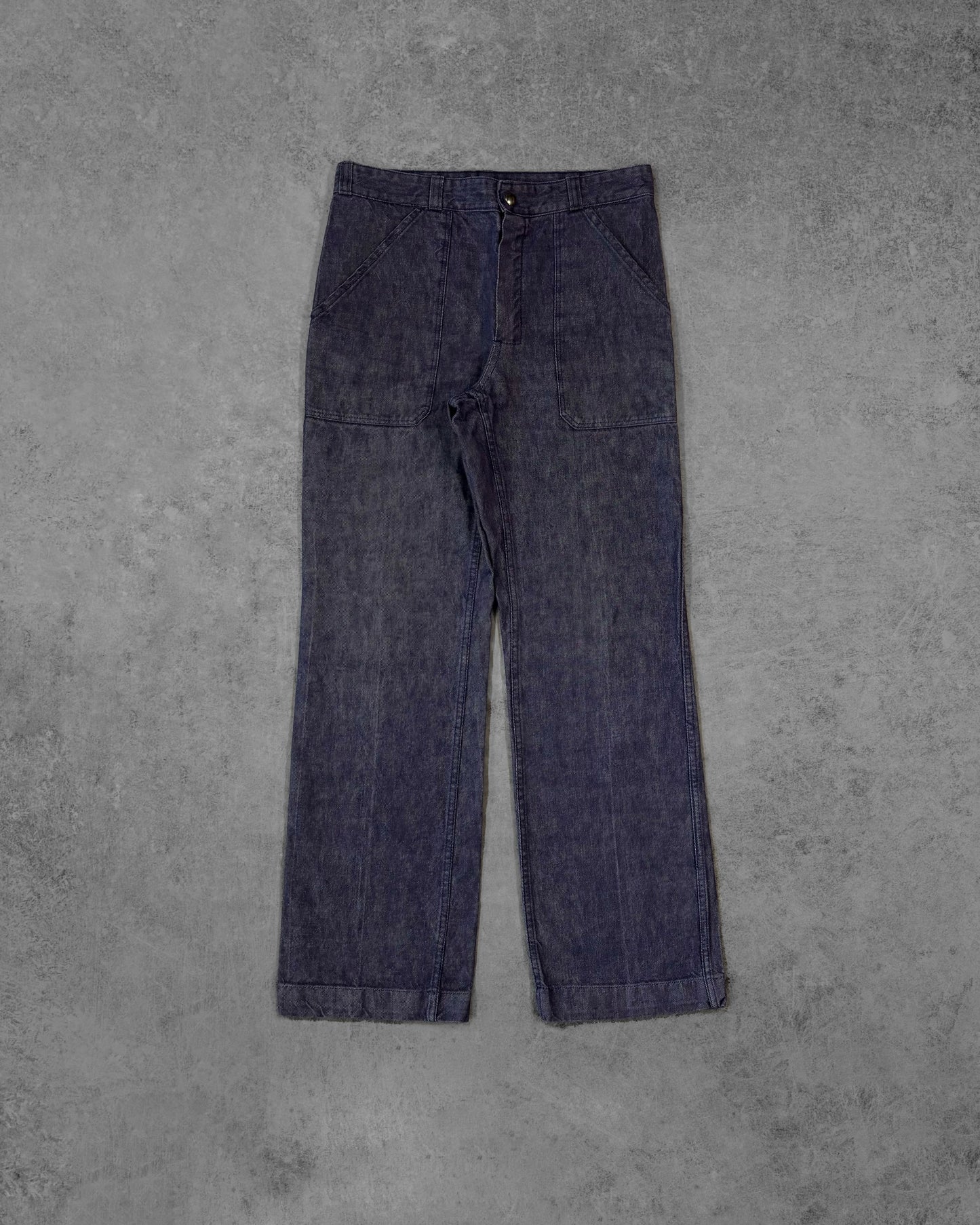 Vintage 1980s French Workwear Denim Fatigue Pants – Wide Leg Utility