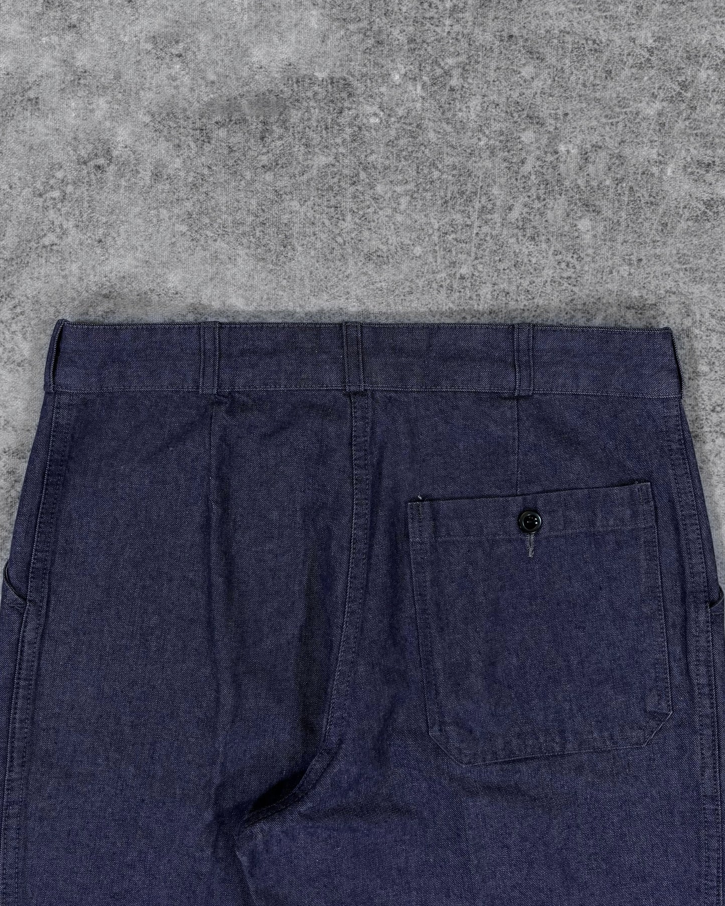 Vintage 1980s Denim Workwear Trousers – French Carpenter Pants – Pleated Front Utility