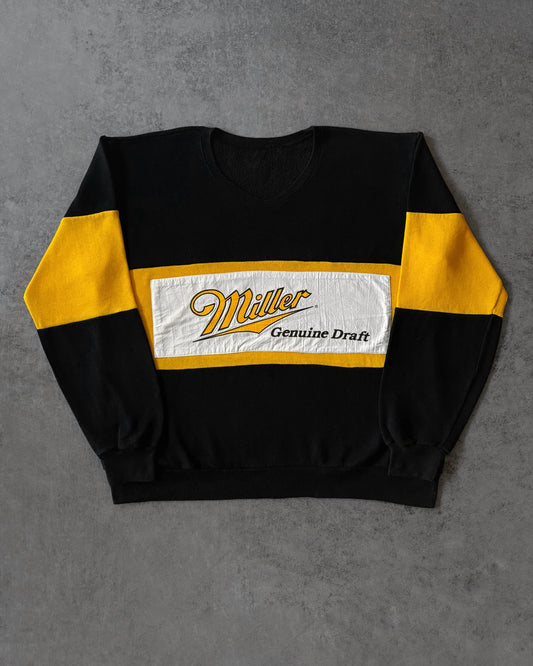 Vintage Early 1990s Miller Genuine Draft V-Neck Sweatshirt – Color Block Beer Promo