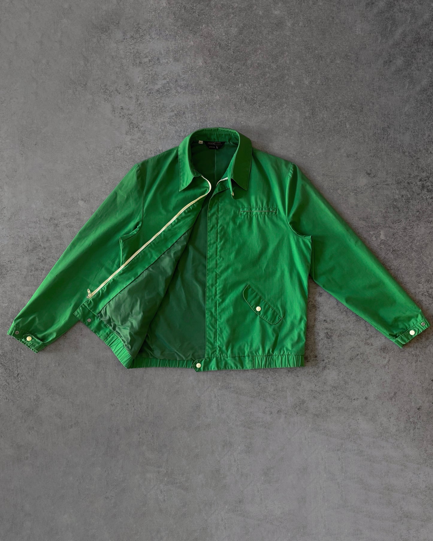 Vintage John B’s 1970s JCPenney Kelly Green Coaches Jacket – Talon Zipper