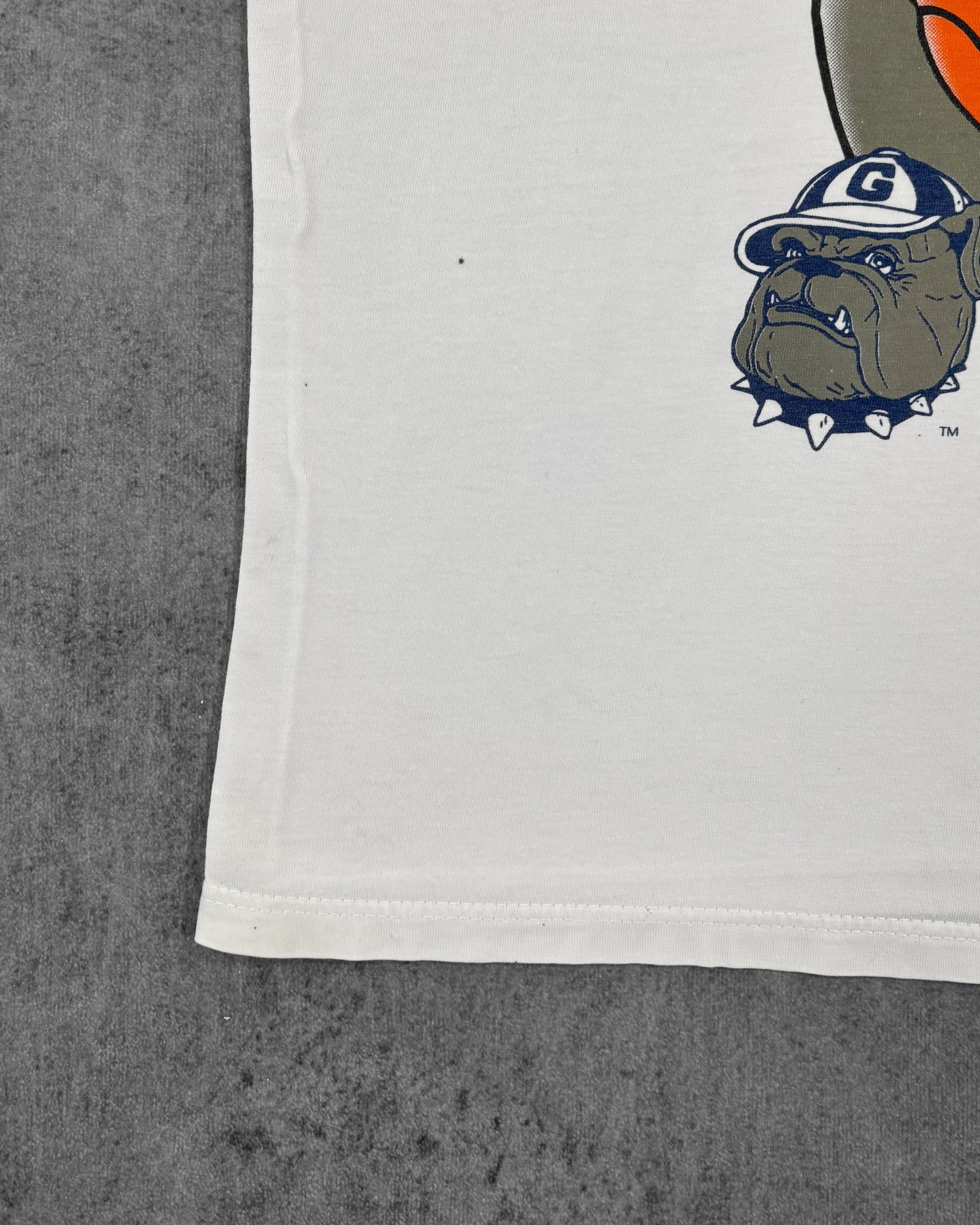 Vintage 1990s Nutmeg Mills Georgetown Hoyas t-shirt, sleeve detail
