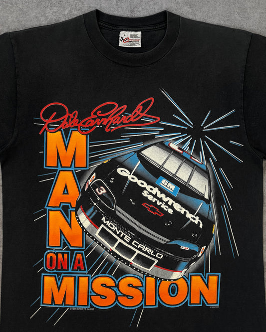 Vintage 1996 Dale Earnhardt Sr Man On A Mission NASCAR t-shirt front print detail