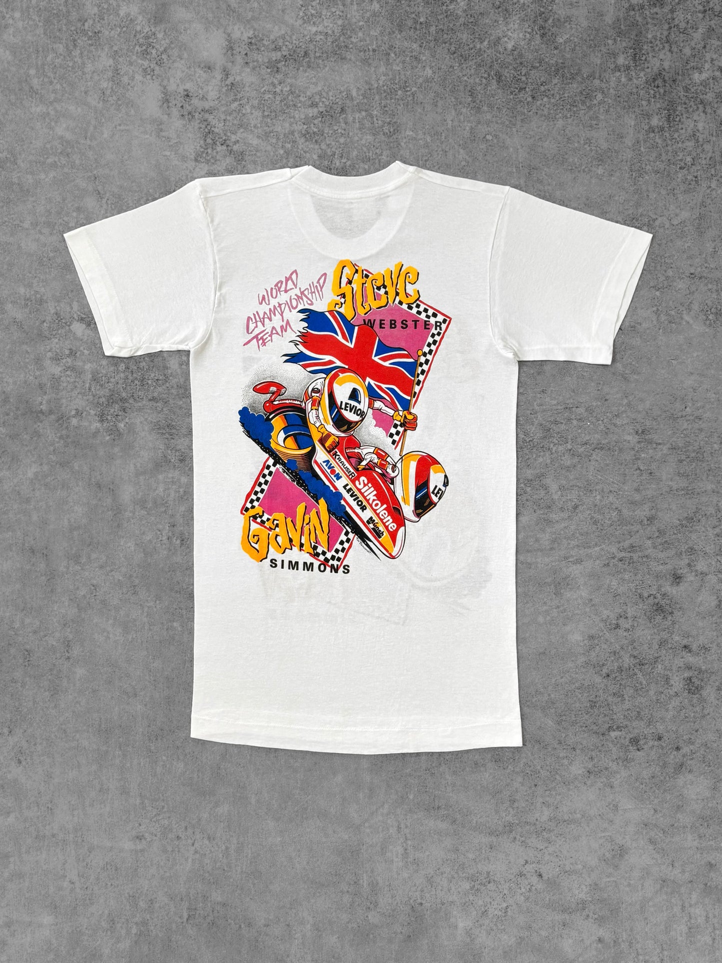 Vintage 1991 Screen Stars Steve Webster Gavin Simmons Sidecar Racing T-Shirt  - Motorcycle Graphic - Made in USA - Single Stitch