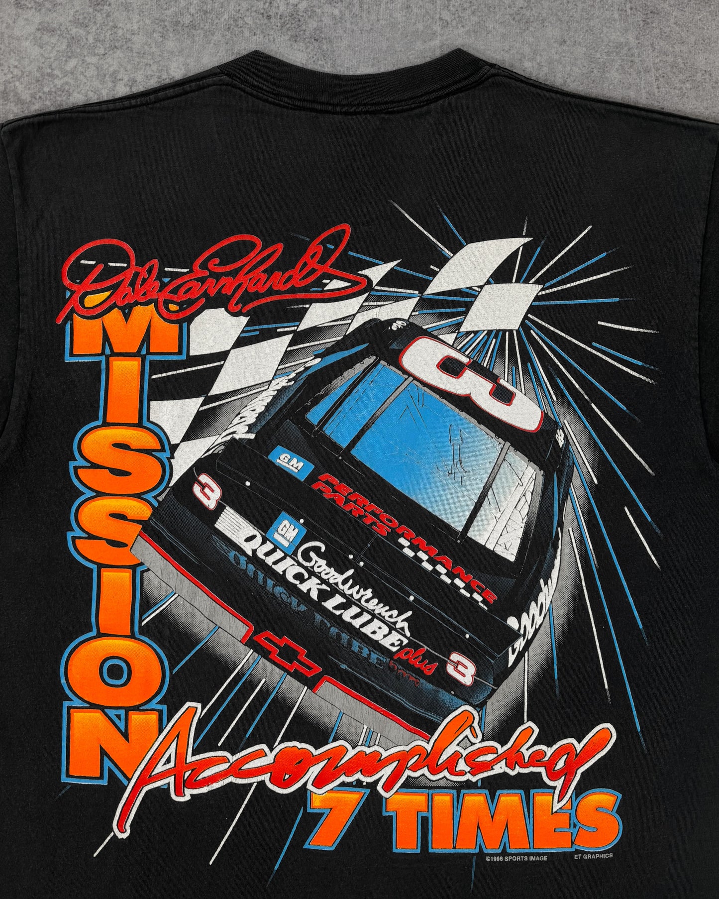 Vintage 1996 Dale Earnhardt Sr Man On A Mission NASCAR t-shirt Competitors View label detail