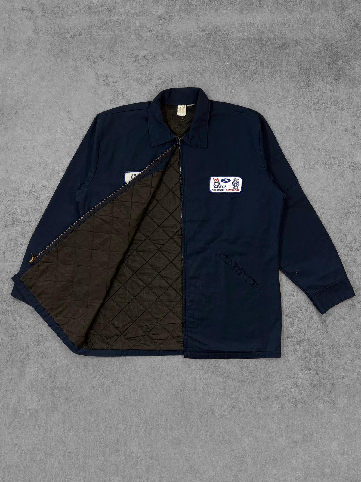 Vintage Clark’s 1980s Ford UAW Local 2000 Ohio Assembly Work Jacket – Talon Zip Quilted Lined
