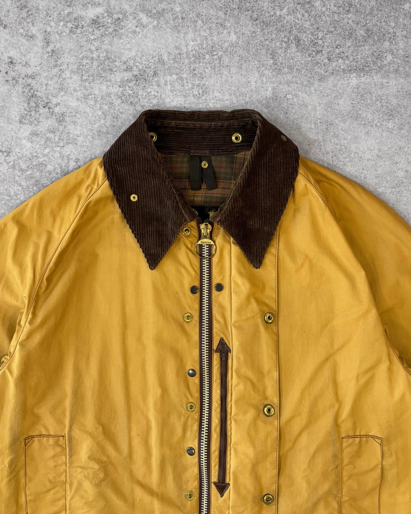 Vintage 1990s Barbour Beaufort Waxed Jacket Mustard – Made in England Classic Field Coat