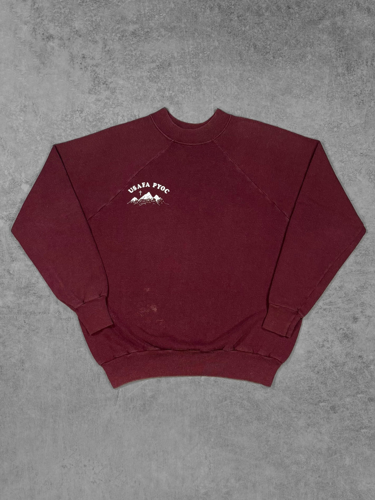 Vintage 1970s USAFA PYOC raglan sweatshirt by Jean Top – front view