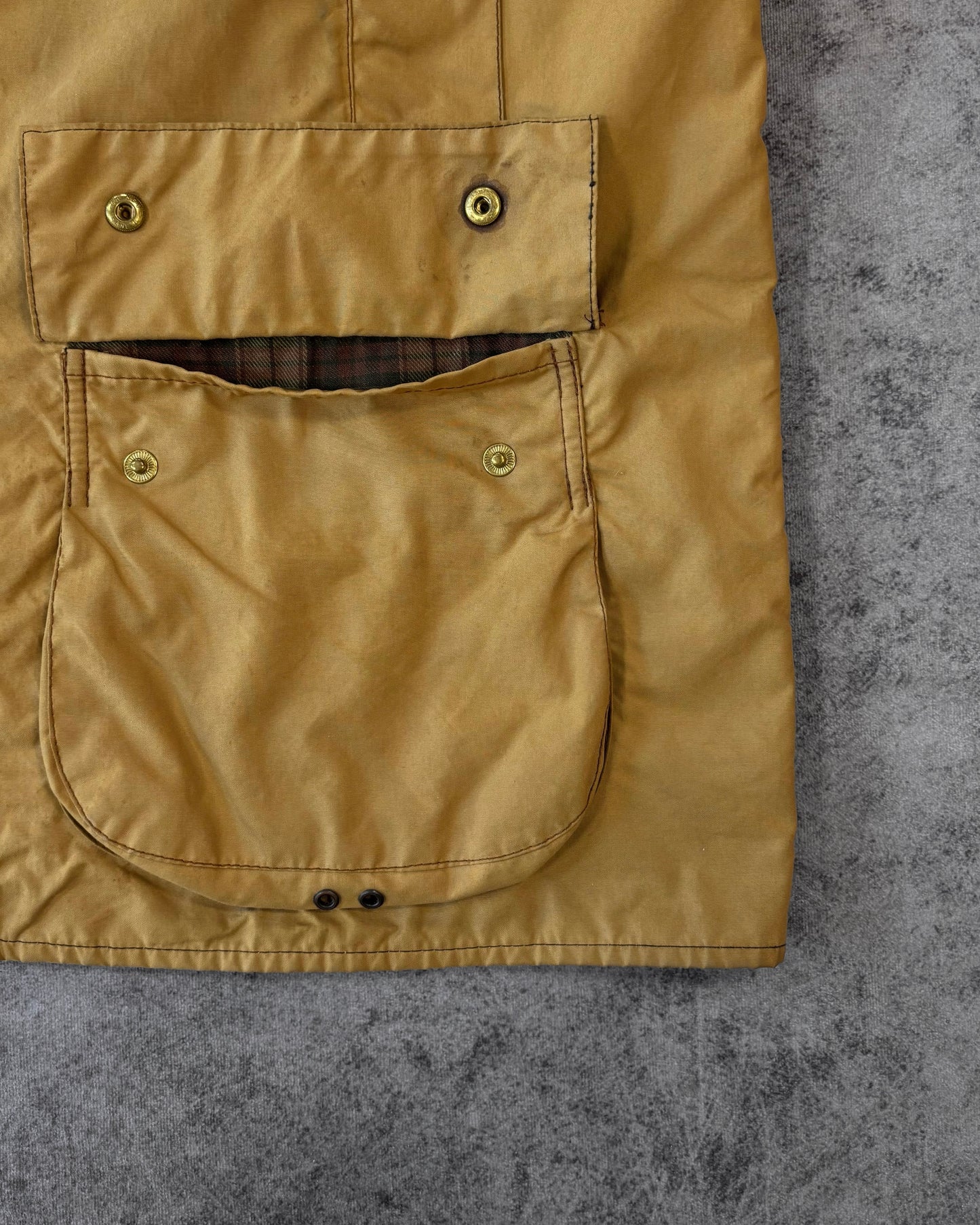 Vintage 1990s Barbour Beaufort Waxed Jacket Mustard – Made in England Classic Field Coat