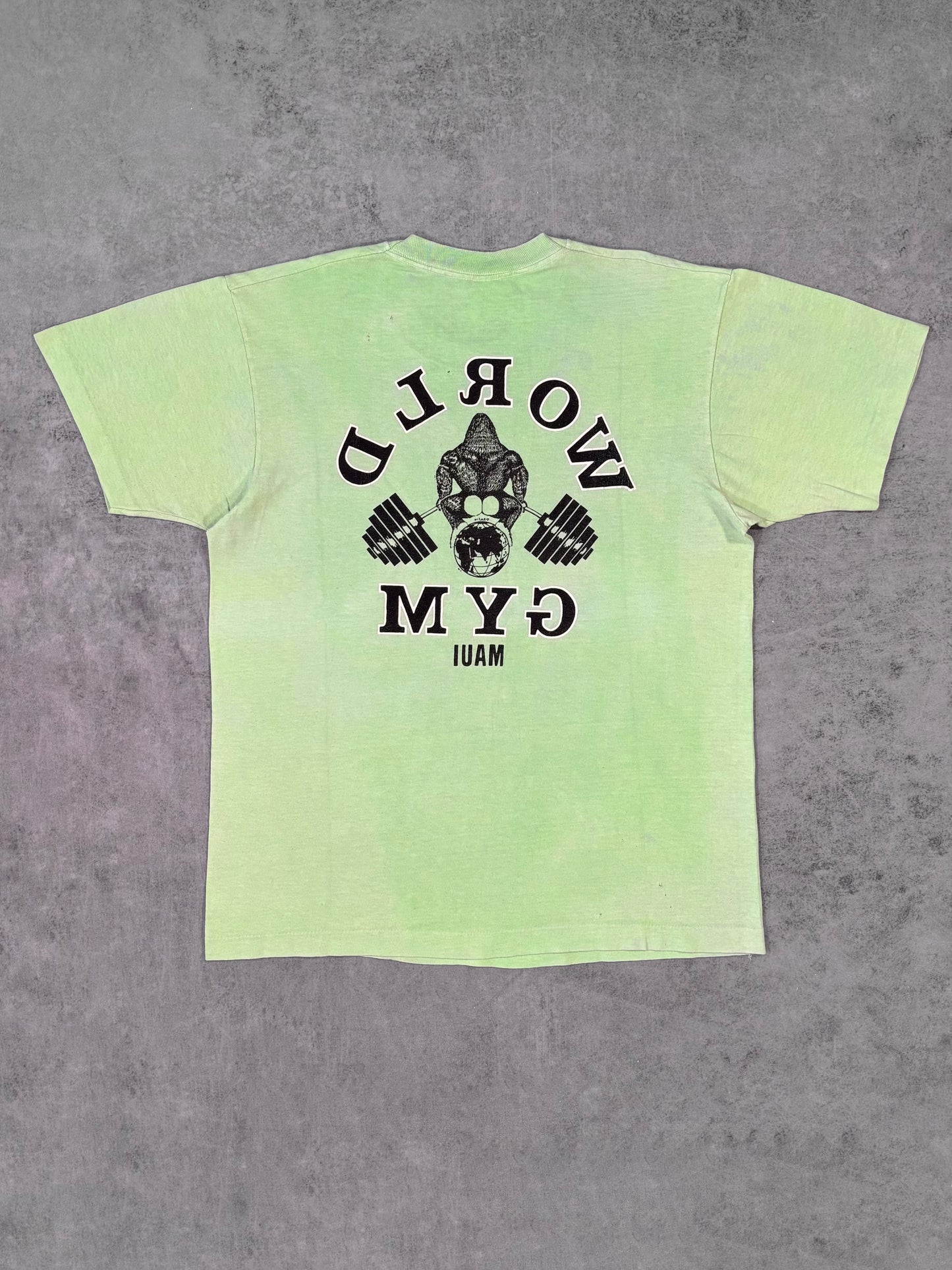 Vintage 1990s World Gym Maui Gorilla T-Shirt - USA Made - Fruit of the Loom - Single Stitch Gym Tee