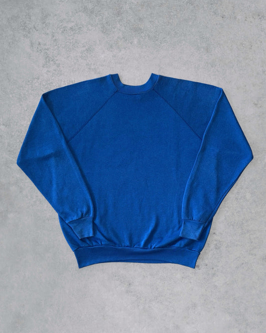 Vintage 1980s Electric Blue Tultex Ultra Fleece 220 Blank Crewneck