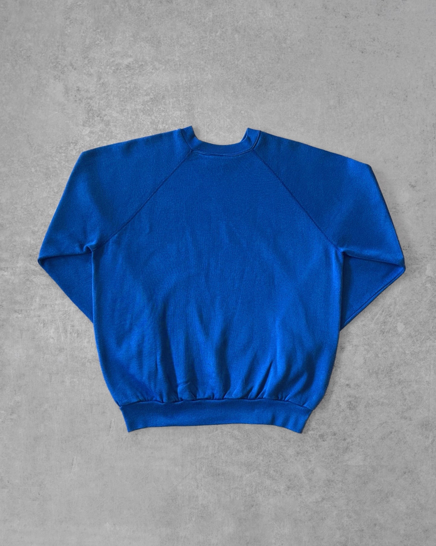 Vintage 1980s Electric Blue Tultex Ultra Fleece 220 Blank Crewneck