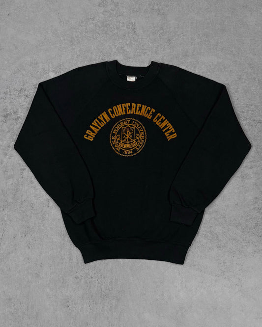 Vintage 1970s Graylyn Conference Center  Wake Forest University Crewneck - Flocked Print - Made in USA